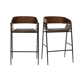 Tabourets de bar bois foncé et métal noir (lot de 2) wess