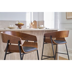 Tabourets de bar bois foncé et métal noir (lot de 2) wess