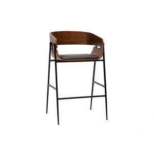 Tabourets de bar bois foncé et métal noir (lot de 2) wess