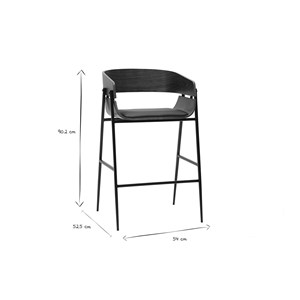 Tabourets de bar bois foncé et métal noir (lot de 2) wess