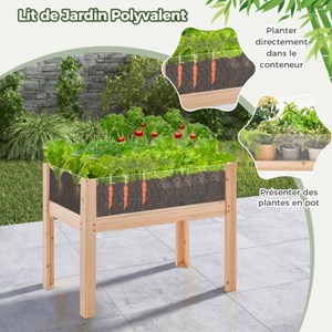 Jardinière surélevée en bois trous de drainage 100 x 59 x 77 cm bois marron