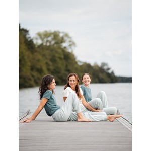 Sarouel yoga hirondelle bio vert amande L