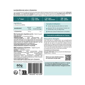 L-glutamine 100% pure - source de fermentation végétale