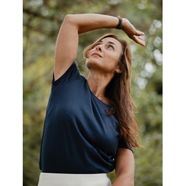 T-shirt yoga pelican bio bleu marine