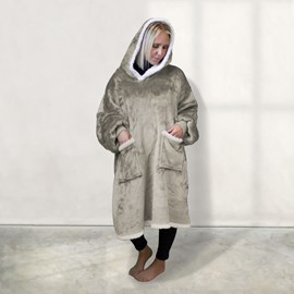 Sweat capuche + poches - sherpa flanelle