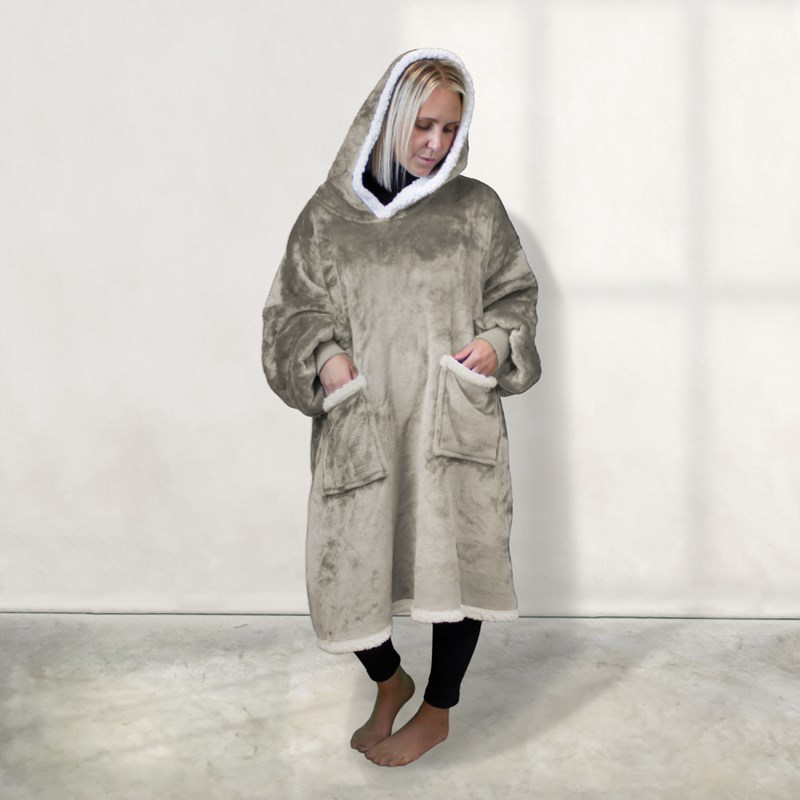 Sweat capuche + poches - sherpa flanelle