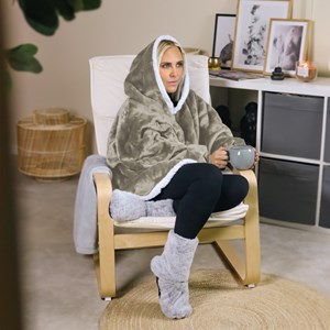 Sweat capuche + poches - sherpa flanelle