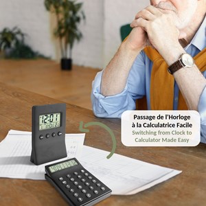 Horloge bureau 3 en 1 - calculatrice - thermomètre réveil