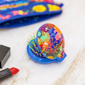 Brosse à cheveux avec miroir  bleu