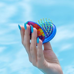 Brosse à cheveux avec miroir  bleu