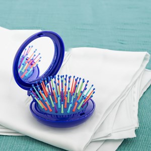 Brosse à cheveux avec miroir  bleu