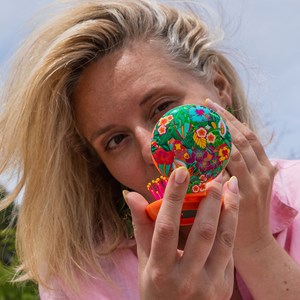 Brosse à cheveux avec miroir  tropical