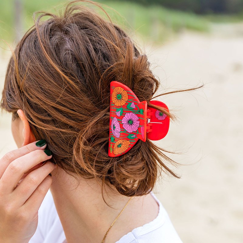 Pince à cheveux crabe rouge