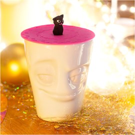 Couvercle silicone pour mug  chat noir