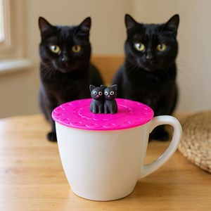 Couvercle silicone pour mug  duo cat