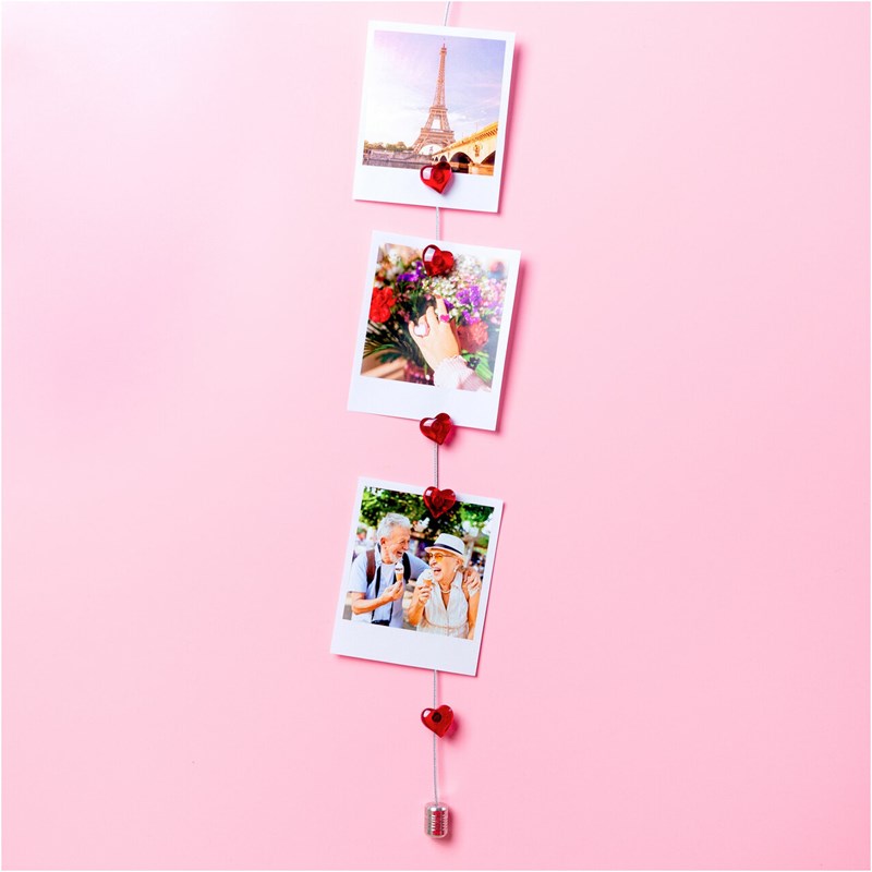 Câble porte photos et magnets cœur