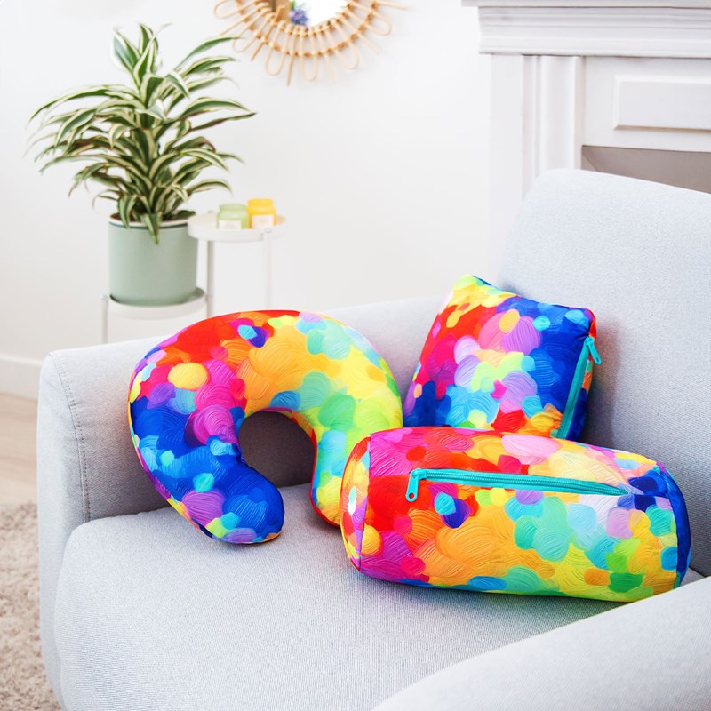 Coussin de voyage pliable 3 en 1 multicolore