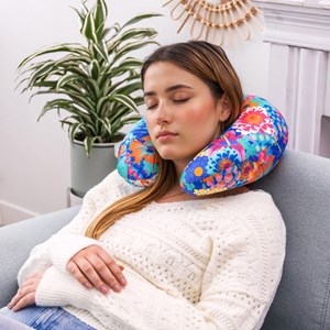 Coussin de voyage pliable 3 en 1 bleu