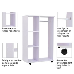 Armoire de rangement penderie à roulettes