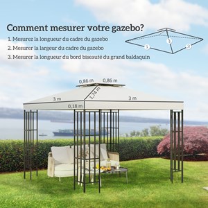 Toile pour tonnelle 3 x 3 m crème