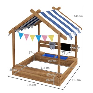 Bac à sable bois forme de maison auvent