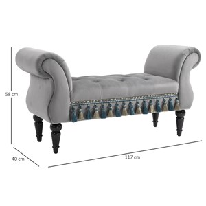 Banc banquette capitonnée design revêtement velours