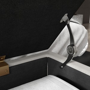 Banquette coffre de rangement 2 en 1 design art déco doré crème