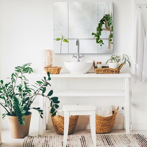 Armoire miroir de salle de bain 3 portes 2 étagères blanc