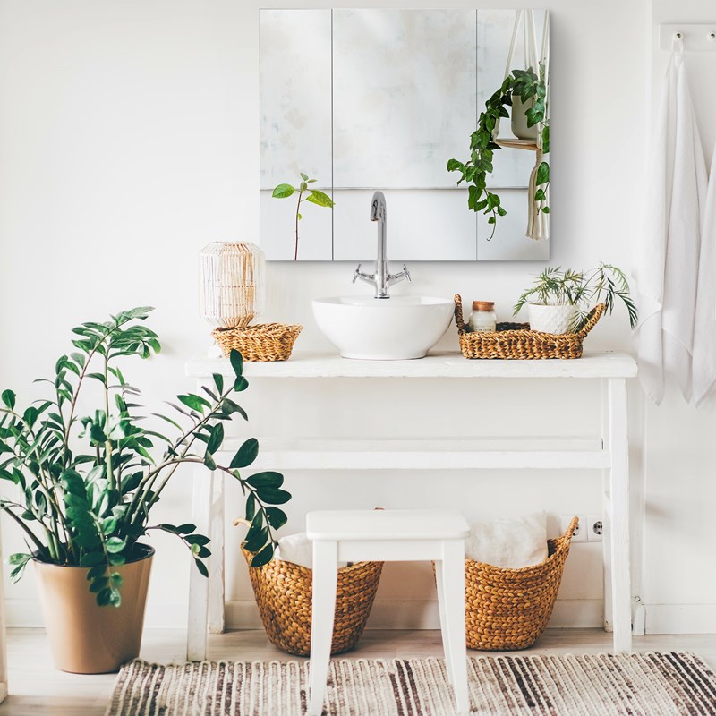 Armoire miroir de salle de bain 3 portes 2 étagères blanc