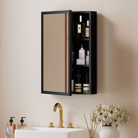 Armoire miroir murale salle de bain 2 étagères noir