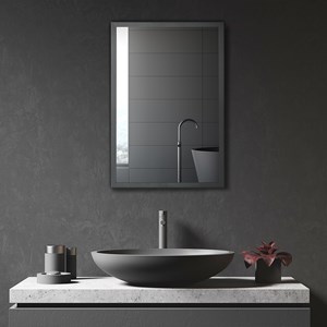 Armoire miroir murale salle de bain 2 étagères noir