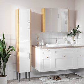 Armoire miroir salle de bain 3 portes 4 étagères réglables blanc