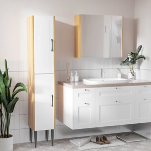 Armoire miroir salle de bain 3 portes 4 étagères réglables blanc