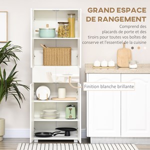 Buffet haut de cuisine blanc laqué style contemporain