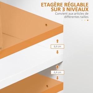 Buffet 2 portes étagère tiroir 3 niches blanc aspect chêne clair