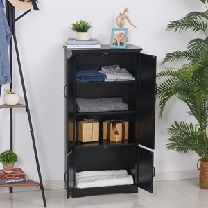 Armoire de cuisine multi-rangements 2 placards 3 étagères