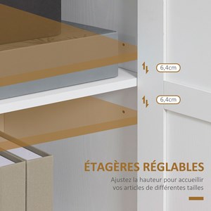 Buffet 2 portes 2 étagères panneaux blanc aspect bois clair