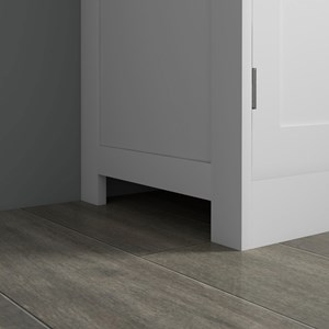 Buffet vitrine 4 portes 2 étagères style contemporain blanc