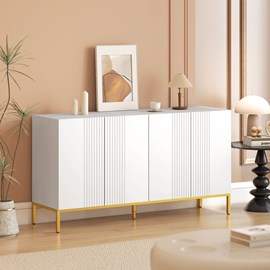 Buffet design contemporain graphique 4 portes 2 étagères