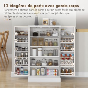 Armoire de cuisine 2 portes total 14 étagères mdf