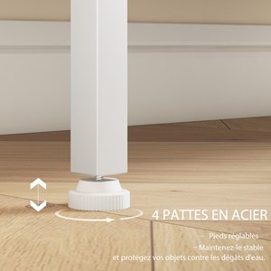 Buffet 2 portes grillagées 2 étagères acier panneaux blanc