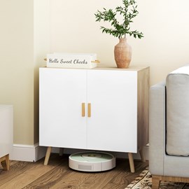 Buffet 2 portes étagère style scandinave blanc naturel