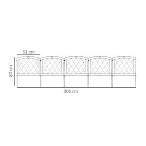 Lot de 5 panneaux de clôture de jardin métal noir