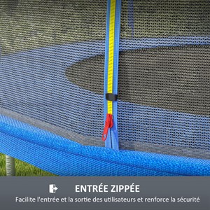 Filet de sécurité trampoline porte zipée ø 366 cm 8 poteaux