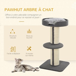 Arbre à chat avec griffoir centre d'activités 2 plateformes coussin