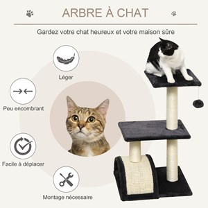 Arbre à chat griffoir grattoir peluche sisal naturel