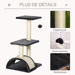 Arbre à chat griffoir grattoir peluche sisal naturel