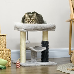 Arbre à chat griffoirs massant panier plateforme jeu boule gris