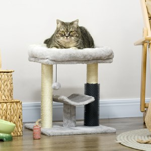 Arbre à chat griffoirs massant panier plateforme jeu boule gris