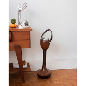 Cendrier en bois massif et cuir n°44